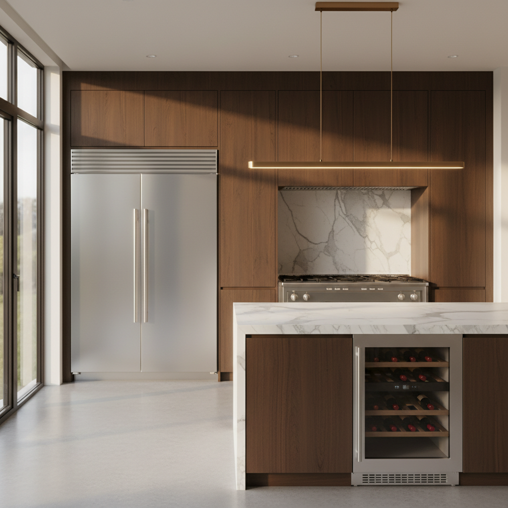 Luxury modern kitchen with stainless steel appliances